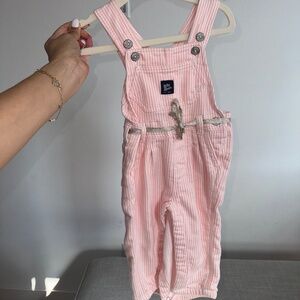 Baby B’Gosh Pink Striped Overalls Baby Girl 9 Months
